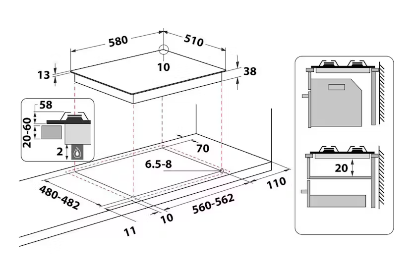 Hotpoint 60cm Gas Hob | PPH60GDFIXUK