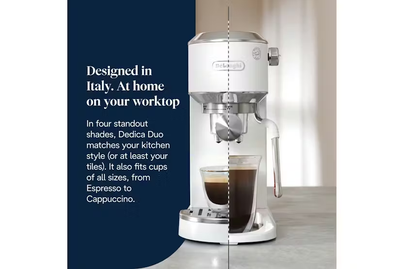 De'Longhi Dedica Duo Espresso Coffee Machine | EC890.WI | White