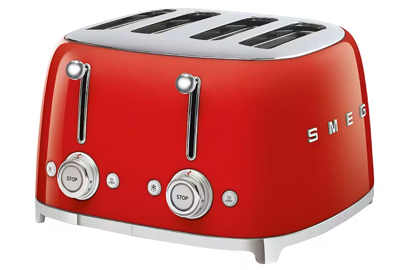 Smeg 50's Retro Style Aesthetic 4 Slice Toaster | TSF03RDUK | Red