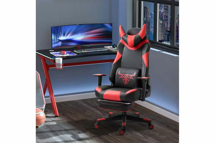 Vinsetto Reclining Gaming Chair with Footrest | Red/Black