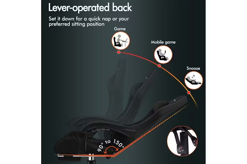 Elfordson Gaming Chair | Fabric Linen | High Back | Black