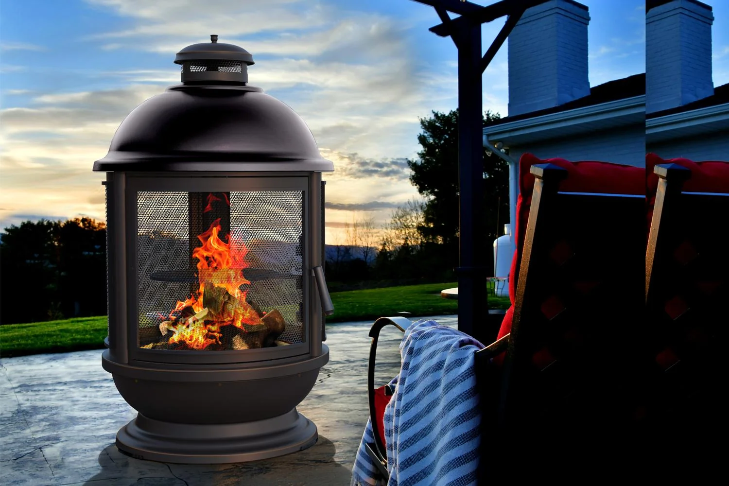 Haloo Apollo Outdoor Wood Burning Garden Fire Pit with Chiminea Fireplace