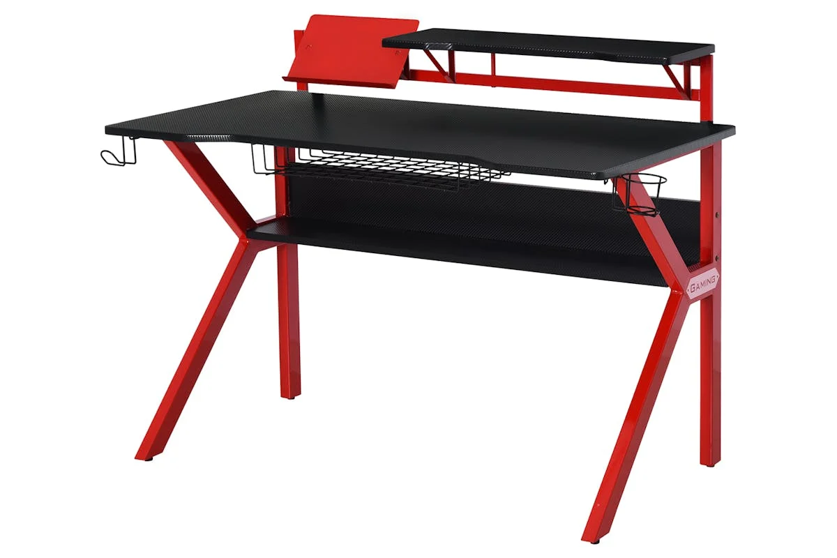 Homcom Small Gaming Desk with Cup Holder | Red/Black