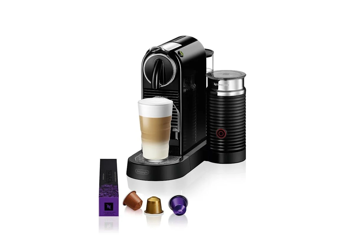 Nespresso Citiz Coffee Machine with Aeroccino Milk Frother by De'Longhi | Black