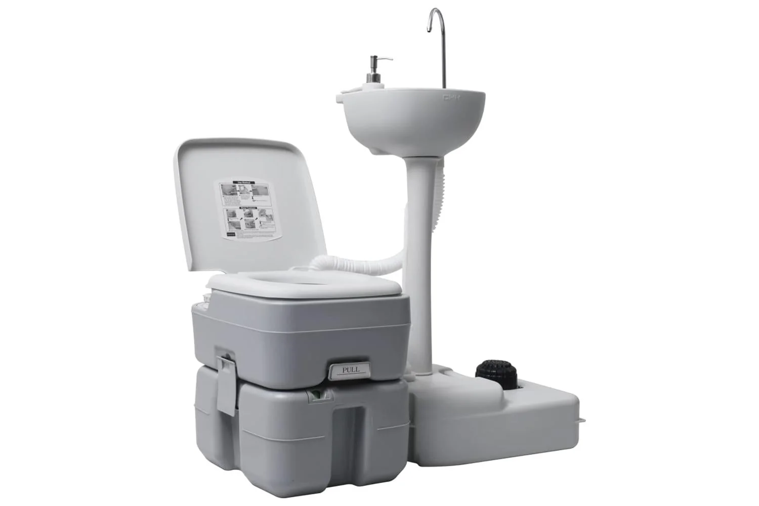 vidaXL 30140 Portable Camping Toilet And Handwash Stand Set | Grey
