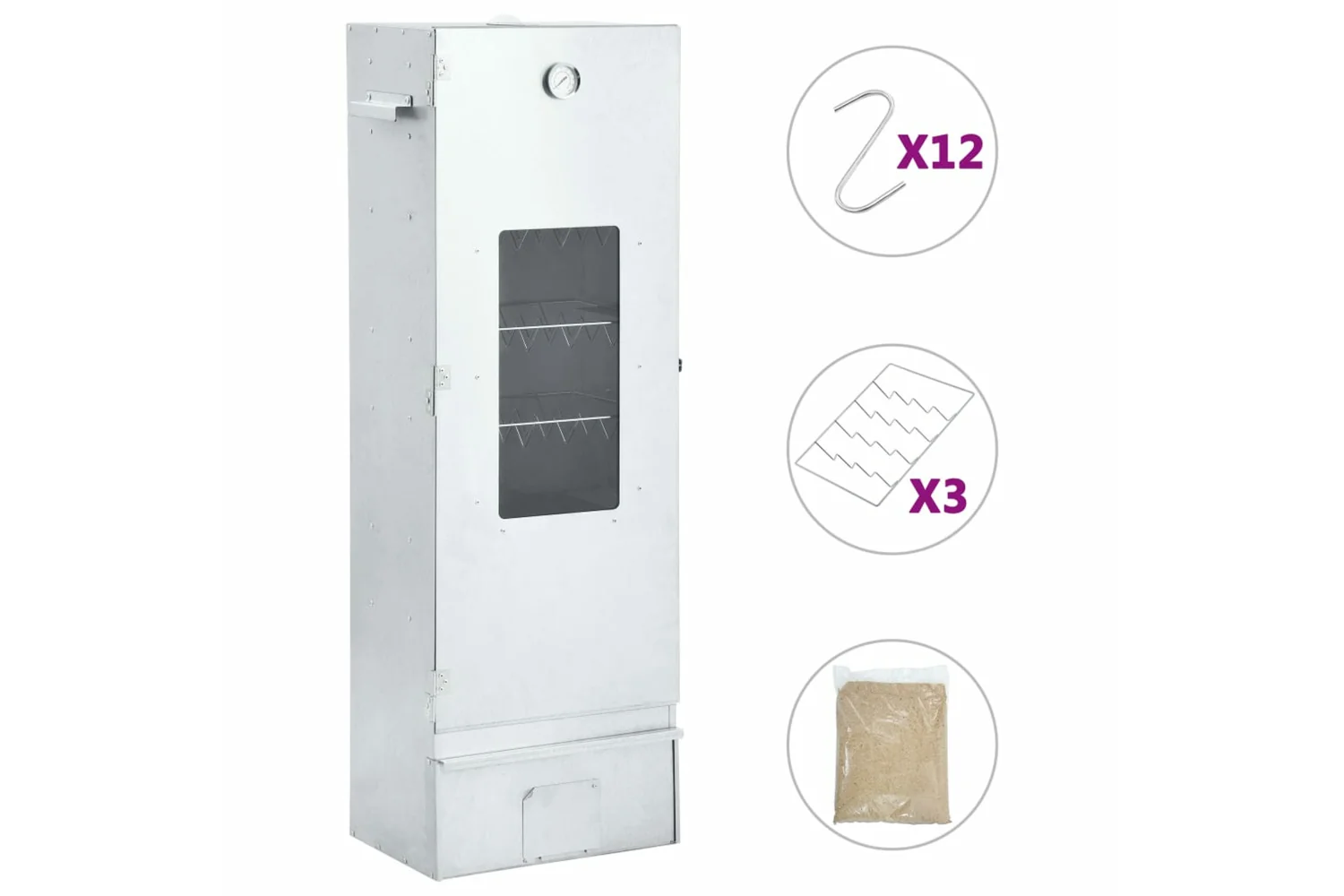 vidaXL 46529 Bbq Oven Smoker With 1kg Wood Chips 44.5x29x124cm