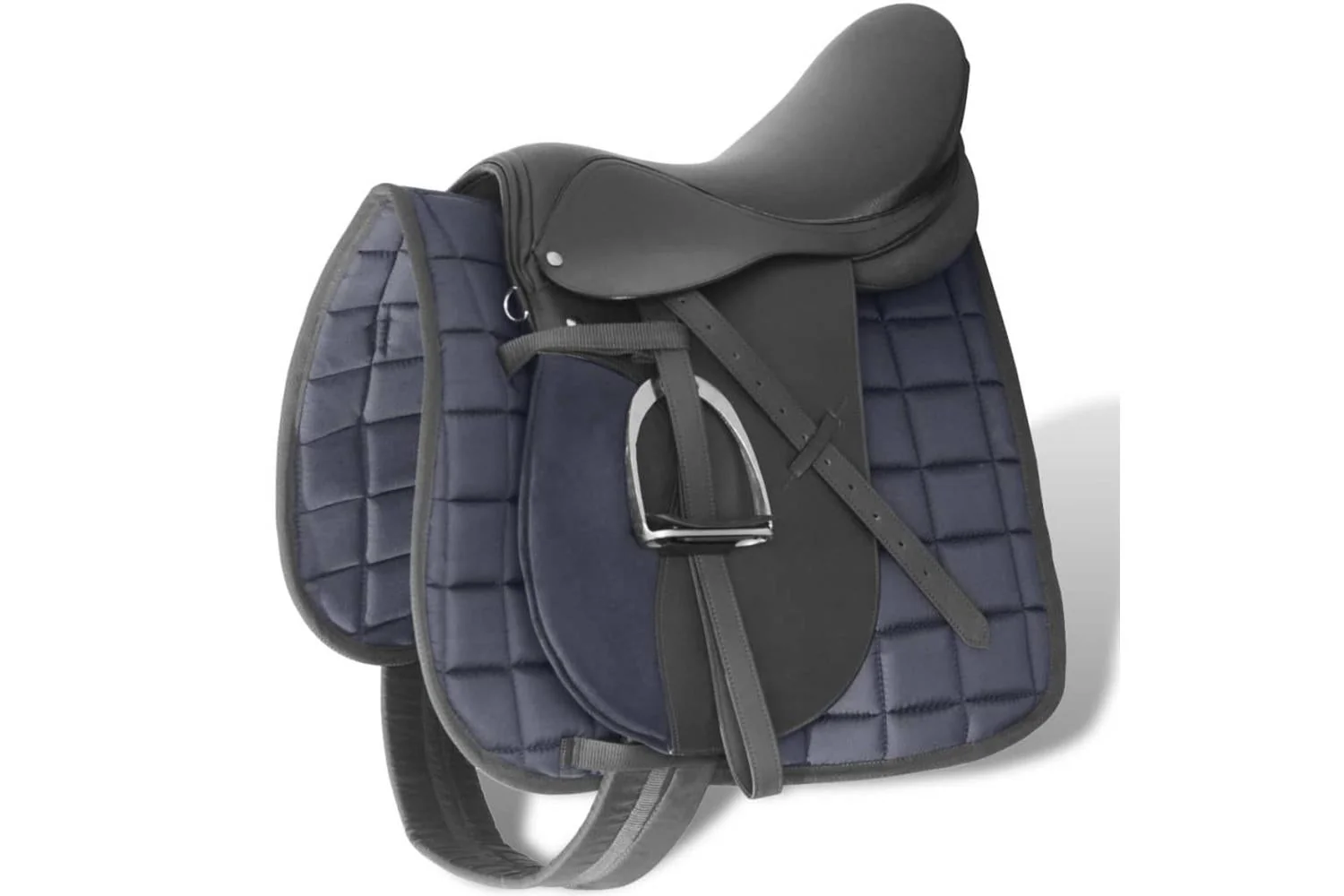 vidaXL 90644 Horse Riding Saddle Set 17.5" Real Leather Black 12cm 5-in-1