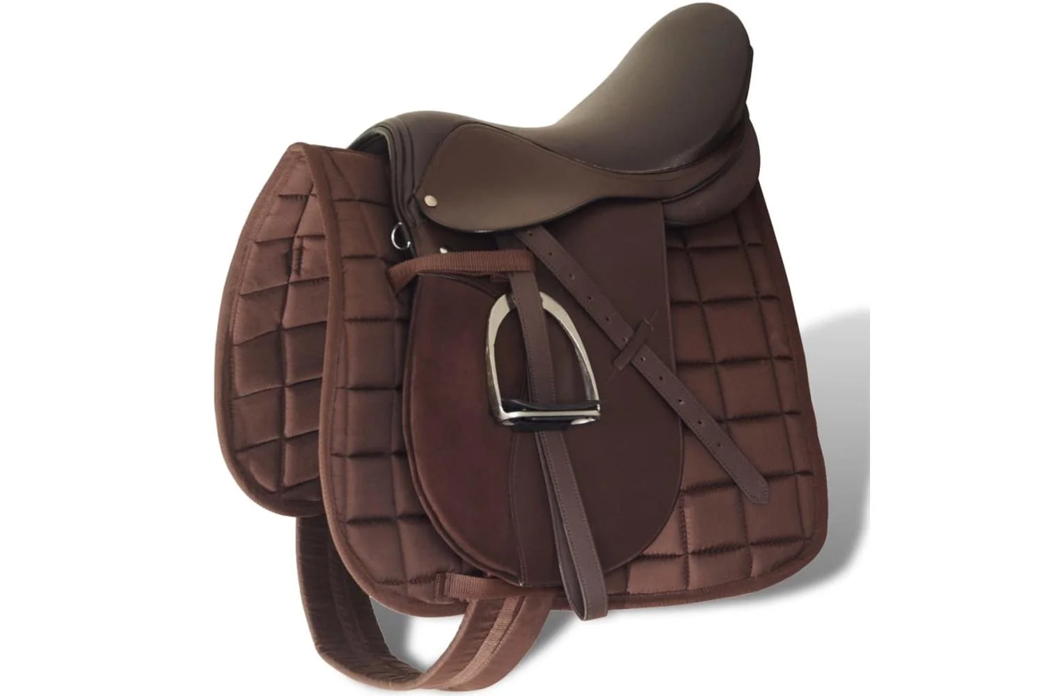 vidaXL 90648 Horse Riding Saddle Set 17.5" Real Leather Brown 18cm
