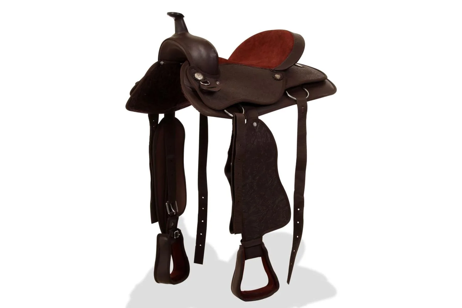 Vidaxl 91348 Western Saddle. Headstall&breast Collar Real Leather 16" Brown