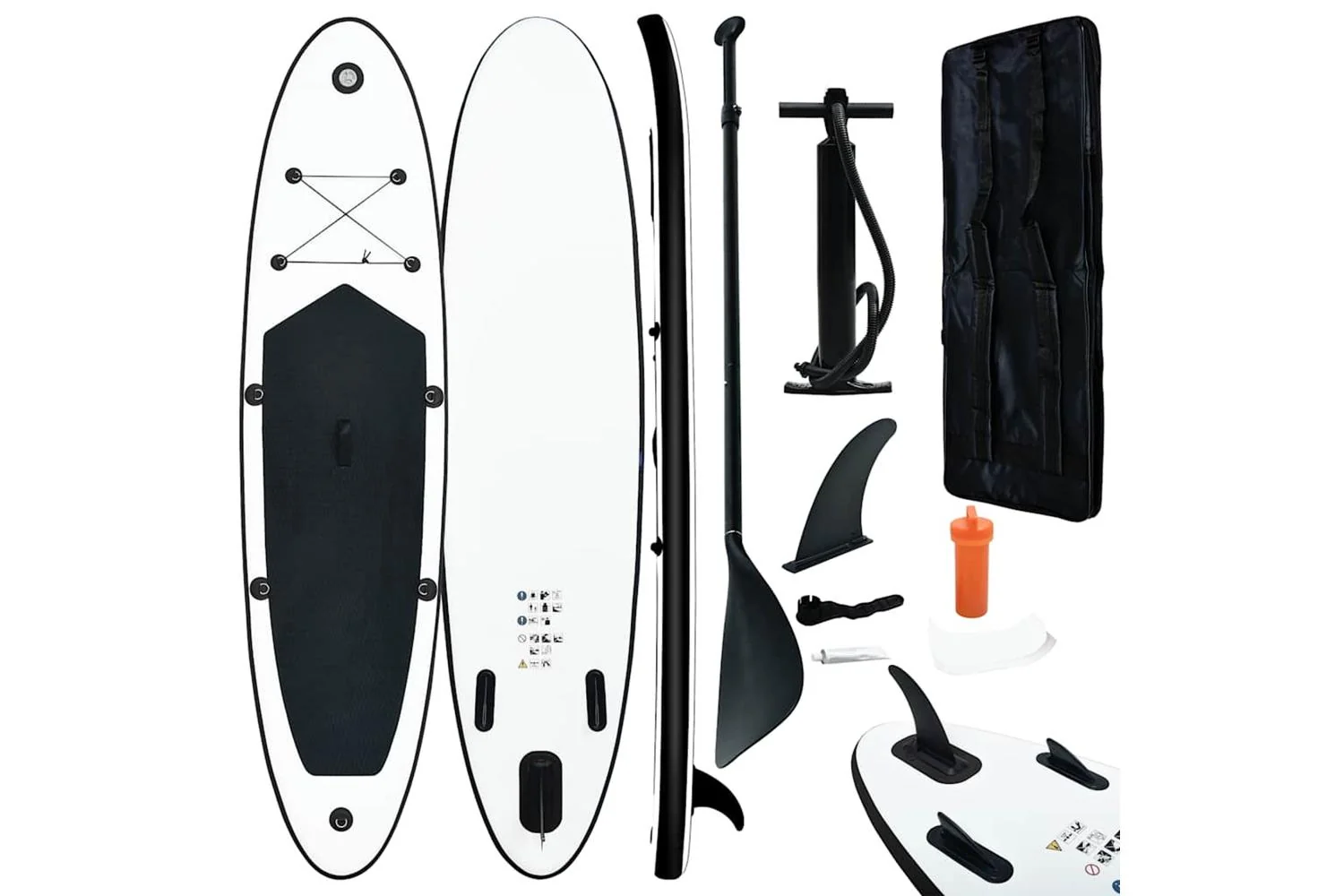 Vidaxl Inflatable Stand Up Paddle Board Set Black And White