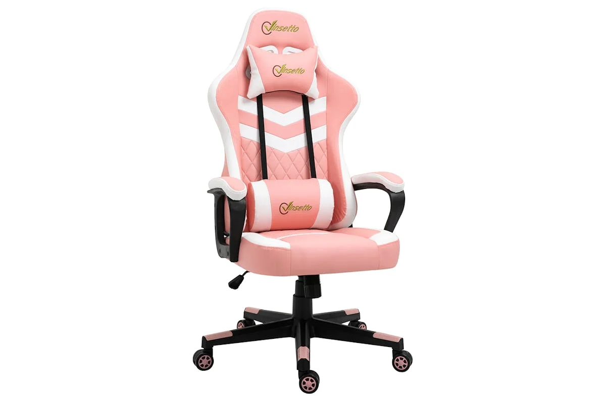 Vinsetto Ergonomic Gaming Chair | Pink/White